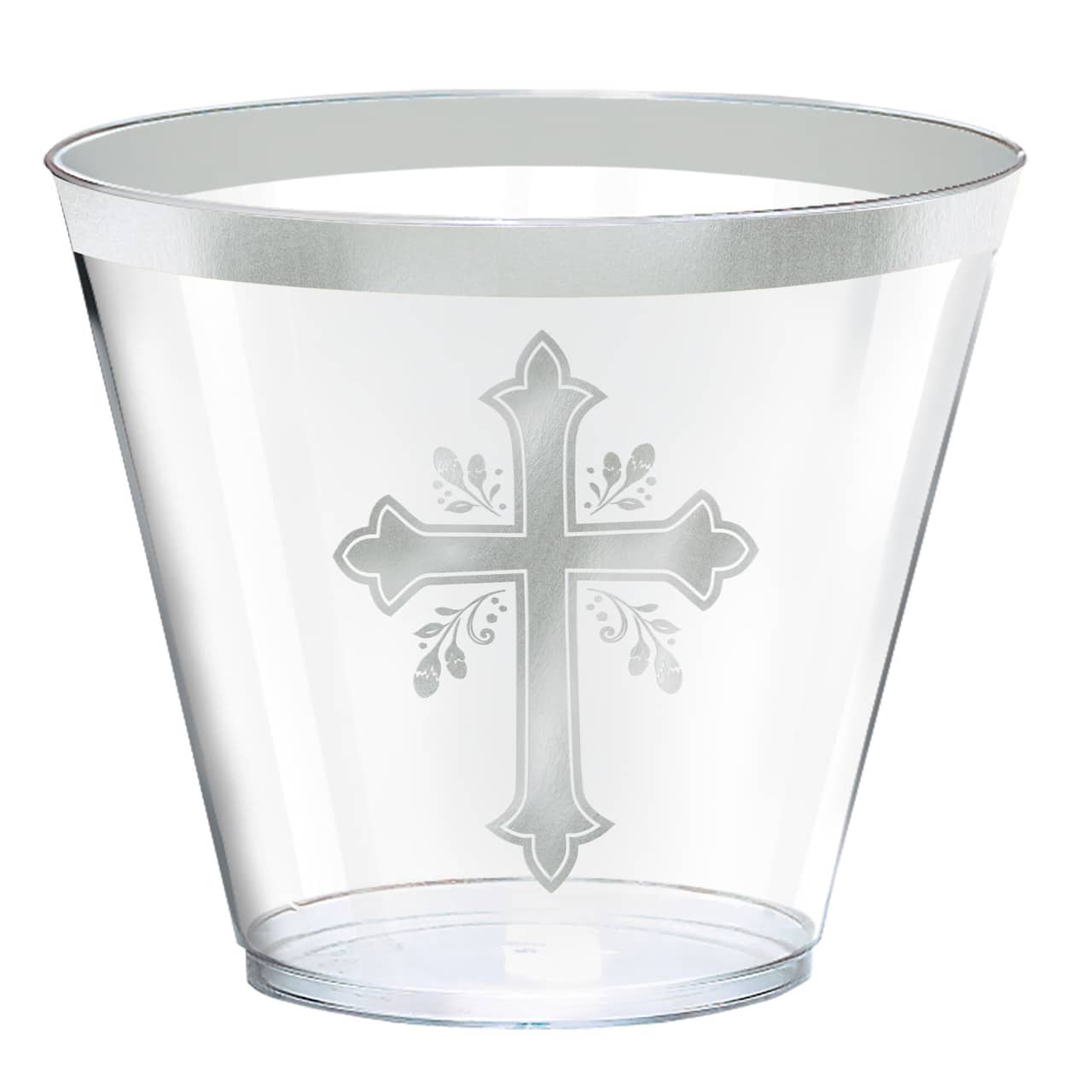 9oz. Silver Cross Holy Day Plastic Tumblers, 30ct.